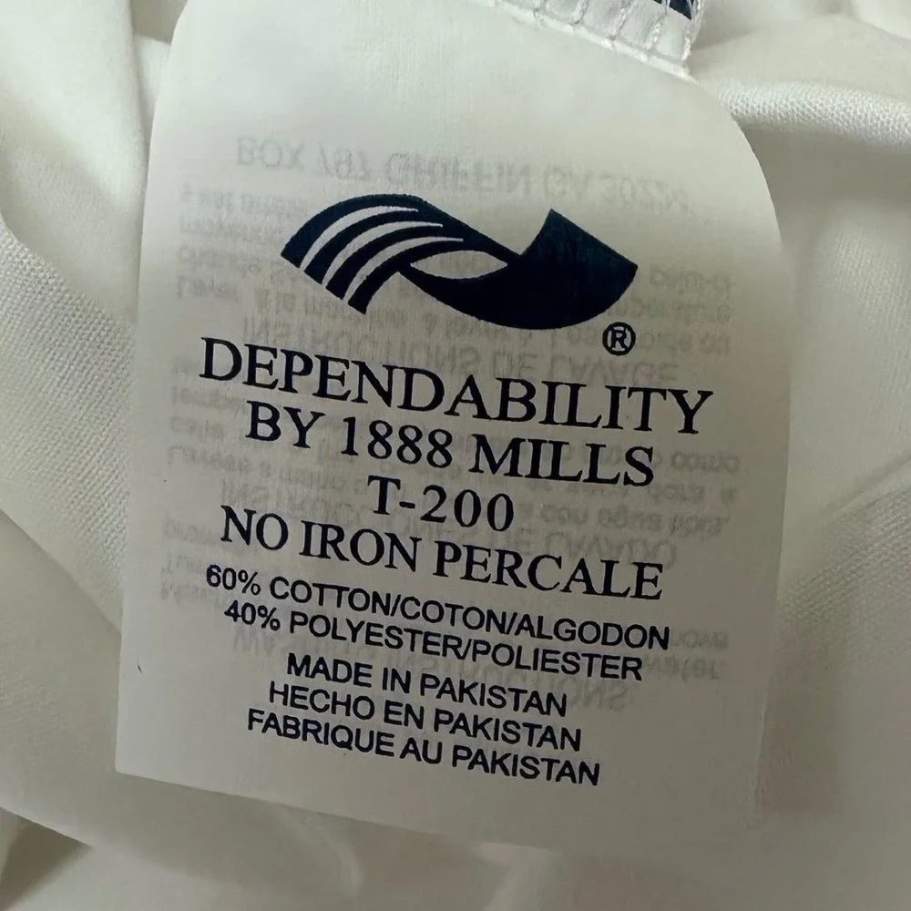 1888 Mills Frog and Lotus Embroidered Pillowcase Set White No Iron Percale T-200